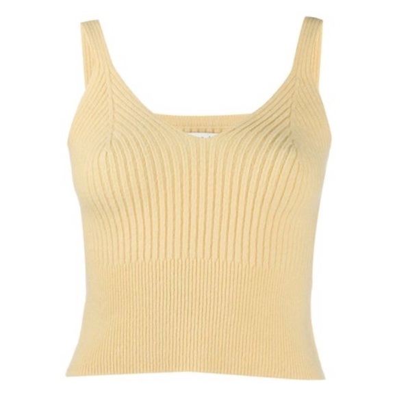 SANDRO Wool Rib Knit Sleeveless V-Neck Slim Cropped Camisole Sweater Tank Top S - Picture 9 of 10